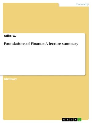 cover image of Foundations of Finance. a lecture summary